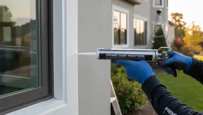 Professional caulking and sealing on Sacramento, CA home exterior for weather protection and energy efficiency
