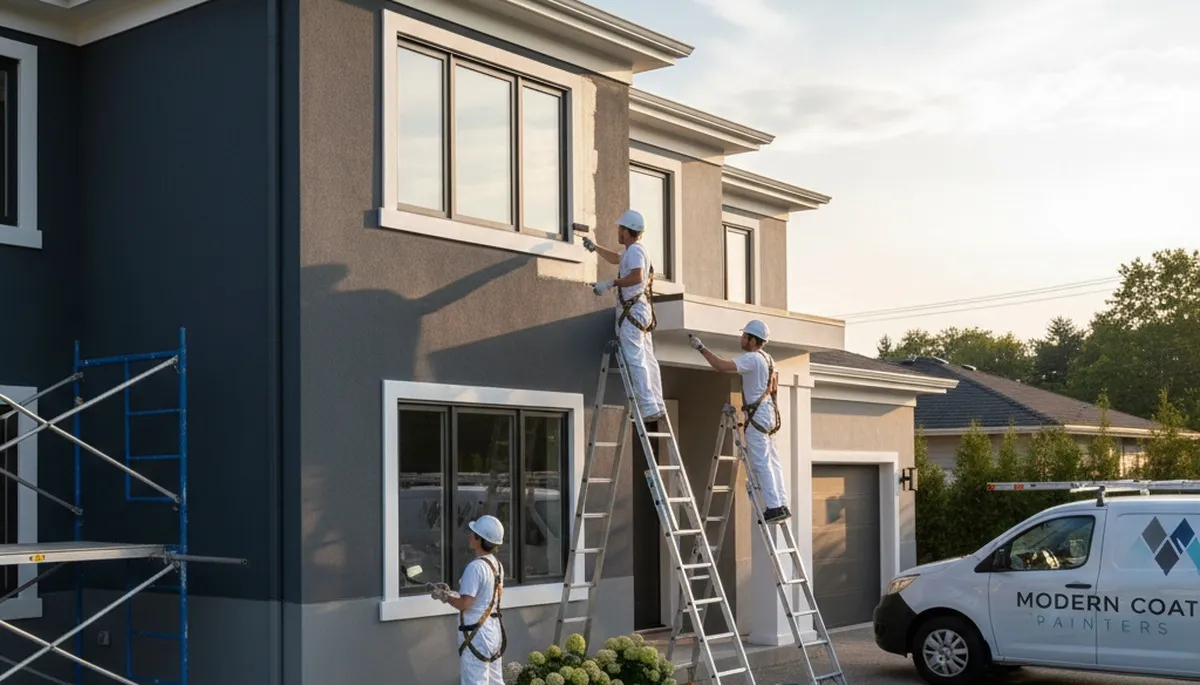 Professional exterior house painters in Sacramento, CA applying durable weather-resistant finish