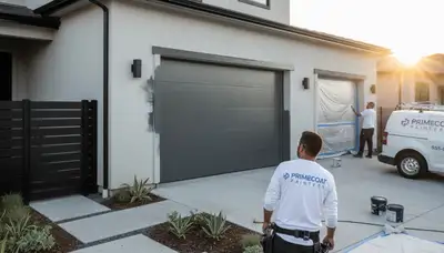 Professional garage door painting in Sacramento, CA restoring curb appeal with durable exterior finish