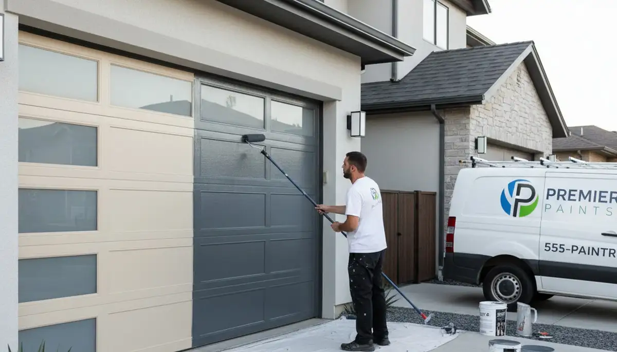 Professional garage door painting in Sacramento, CA with smooth, UV-resistant finish