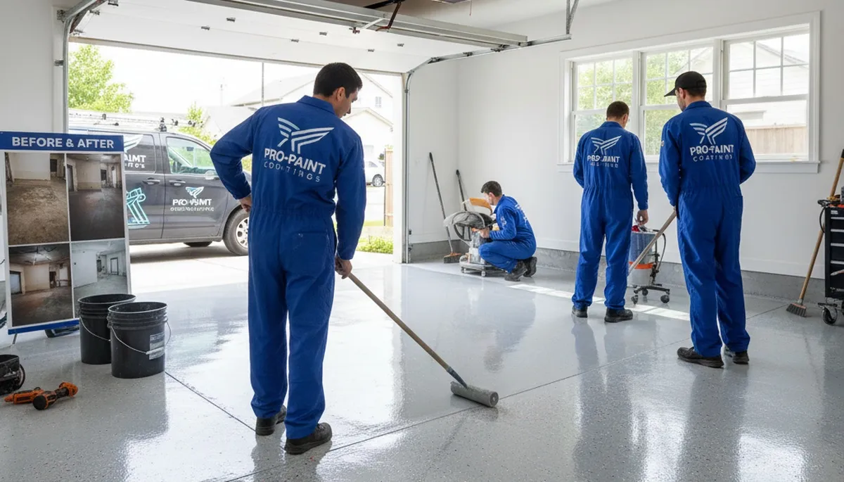 Durable epoxy garage floor coating by house painters in Sacramento, CA for long-lasting finish