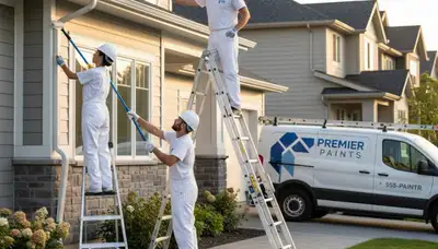 Professional gutter painting on Sacramento CA home exterior by expert house painters