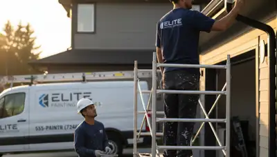 Professional gutter painting on Sacramento, CA home exterior by expert house painters