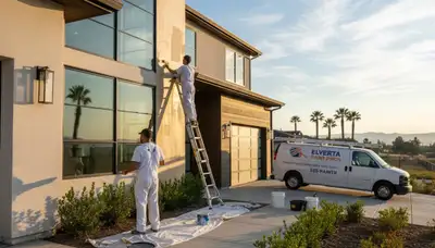 Professional house painters working on residential exterior in Sacramento, CA