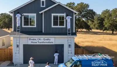 Professional house painters working on residential exterior in Sacramento, CA
