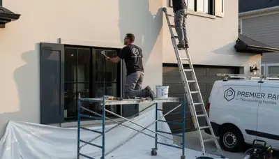 Professional shutter painting on a Sacramento, CA home exterior by expert house painters