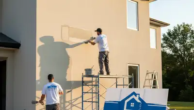 Professional stucco repair and painting on Sacramento, CA home exterior by expert local contractors