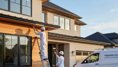 Professional trim and fascia painting on Sacramento, CA home exterior by expert house painters