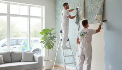 Professional wallpaper removal and wall preparation in Sacramento, CA home by expert painters