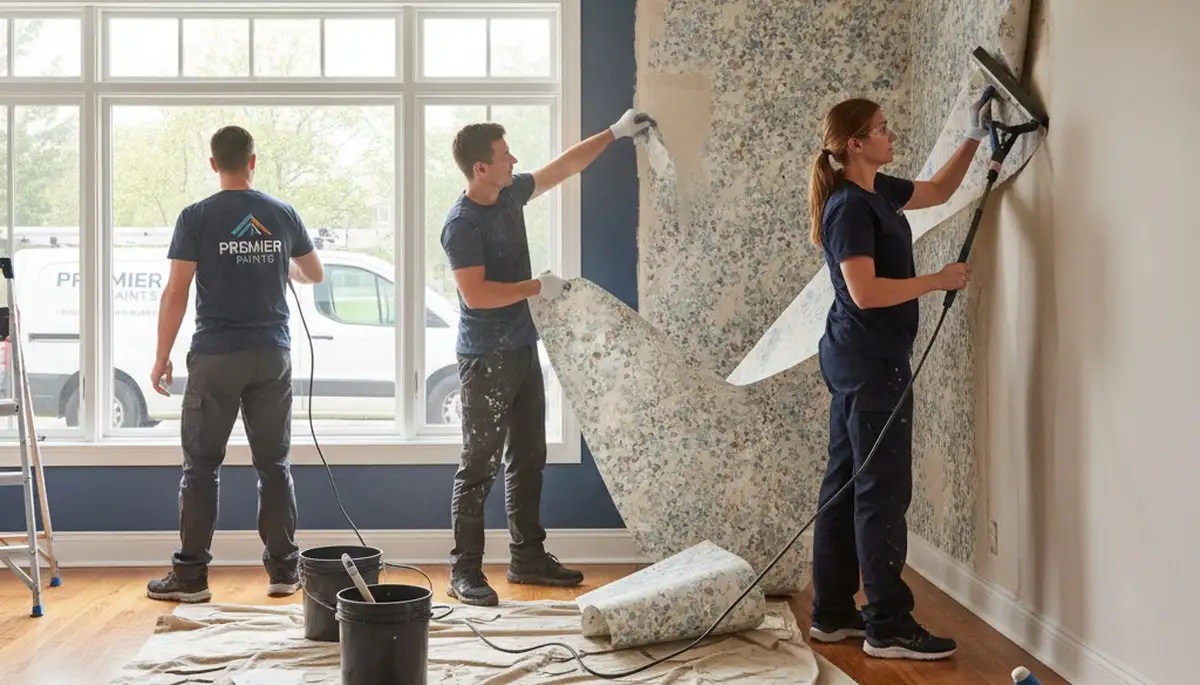 Professional wallpaper removal and wall preparation by house painters in Sacramento, CA